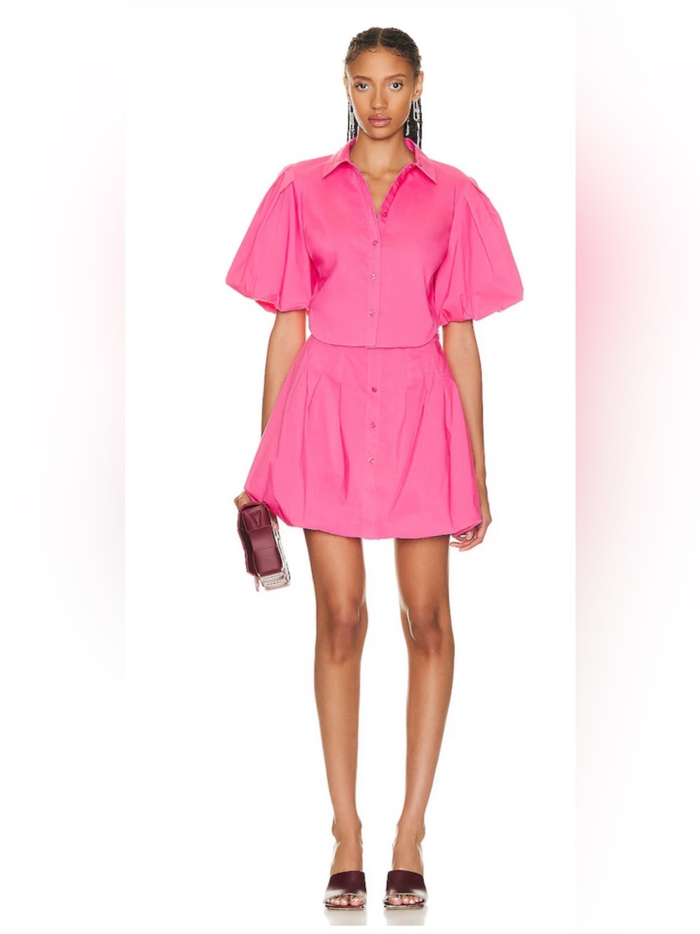 Jonathan Simkhai Sammy Cotton Poplin Shirt Dress in Azalea Pink. Size 12